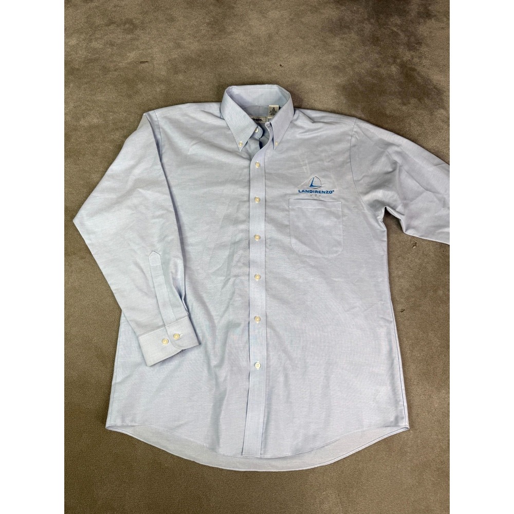 Cintas Dress Shirt Mens 16 Light Blue Cotton Work Career Landirenzo USA Logo